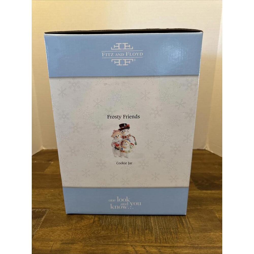 Vtg Fitz & Floyd "FROSTY FRIENDS" 12"H Cookie Jar Holiday NIB - Picture 4 of 9